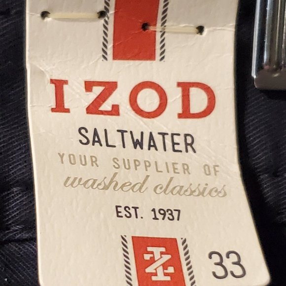 NWT IZOD SALTWATER MEN'S FLAT FRONT CARGO BLUE SHORTS SIZE 33W - Picture 2 of 6